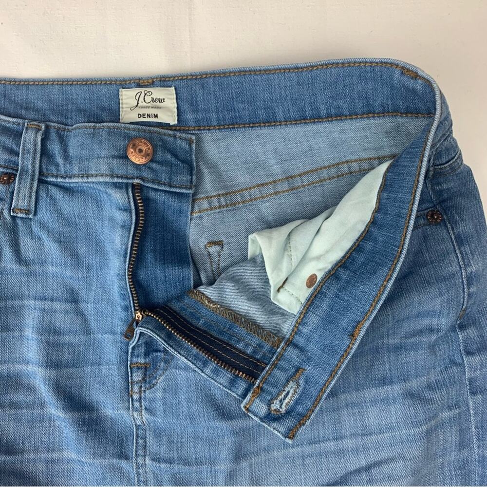 J. Crew women's size 28 Blue Knee-Length Pencil Skirt denim jean raw hem - Picture 5 of 9